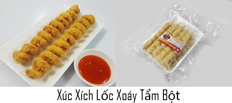 món xúc xích lốc xoáy tẩn bột